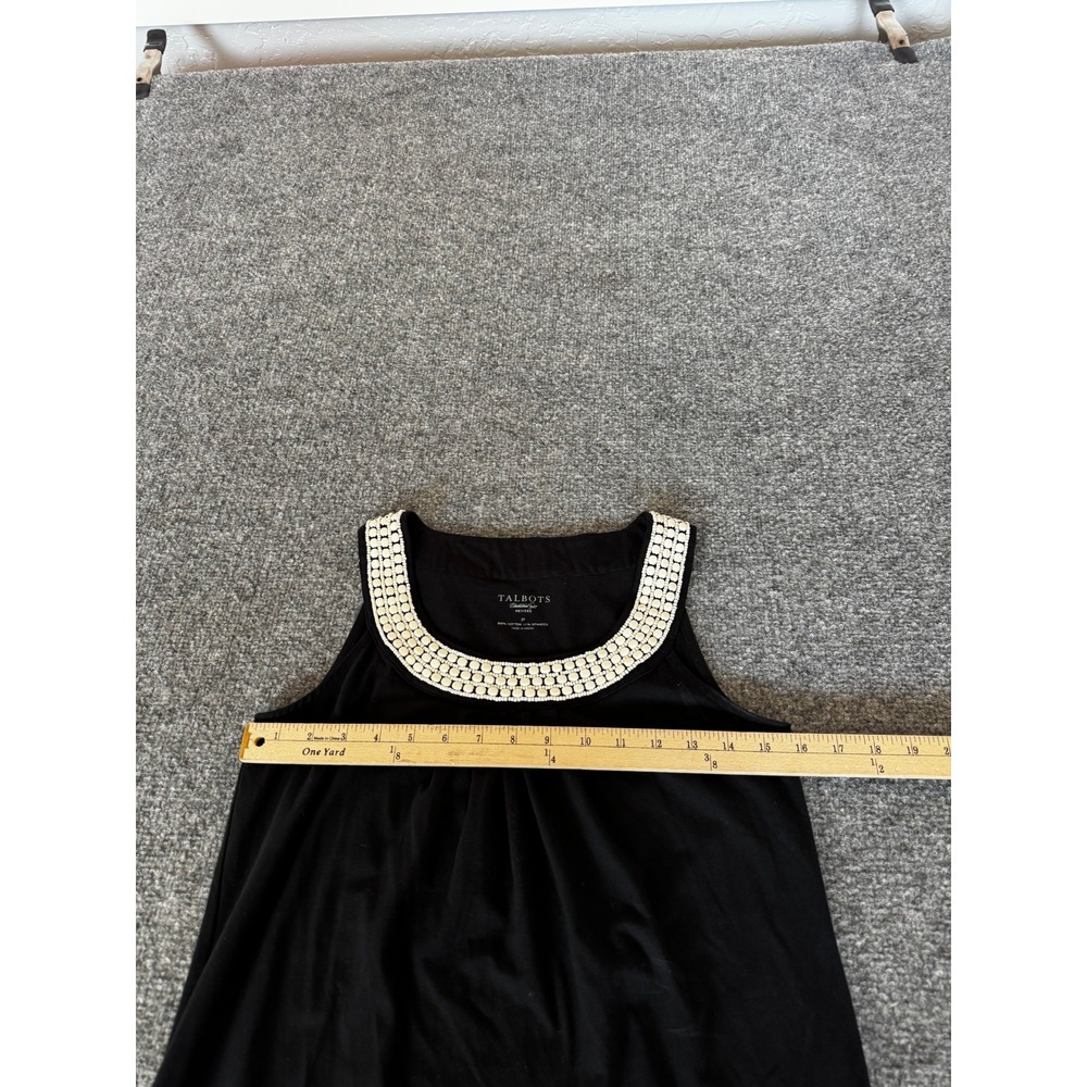Talbots Petites Black Beaded Neckline Sleeveless Shell Tank Top Size P - Picture 9 of 10